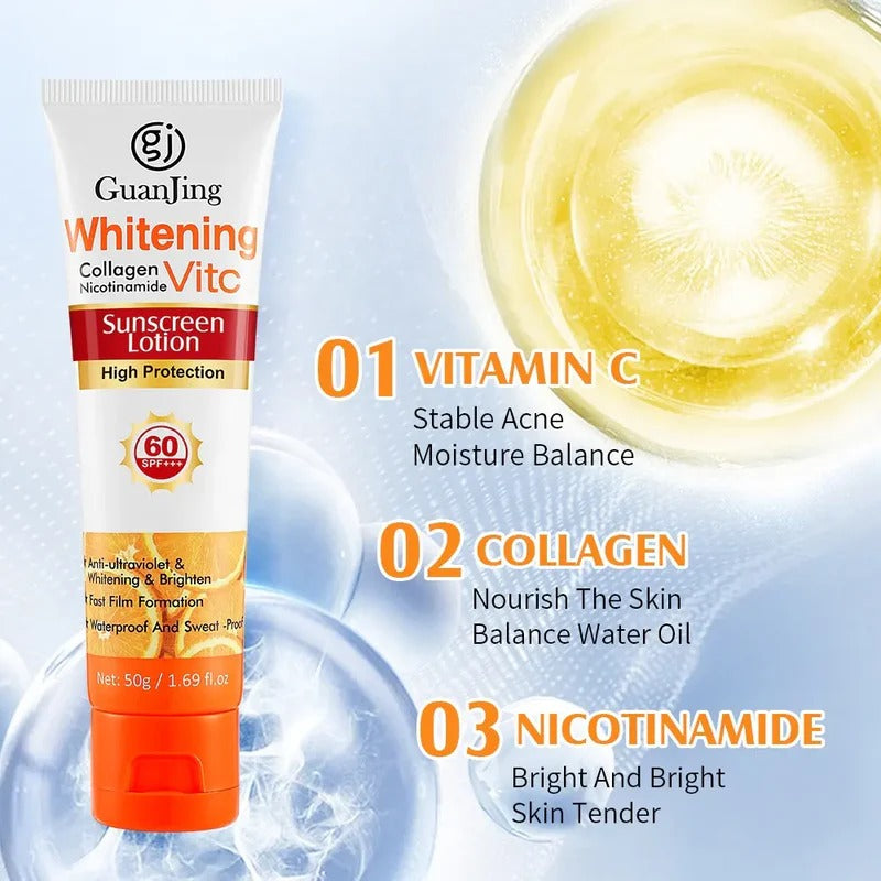 Guanjing Whitening Collagen Nicotinamide Vitamin C Sunscreen Lotion SPF 60+ – 50g