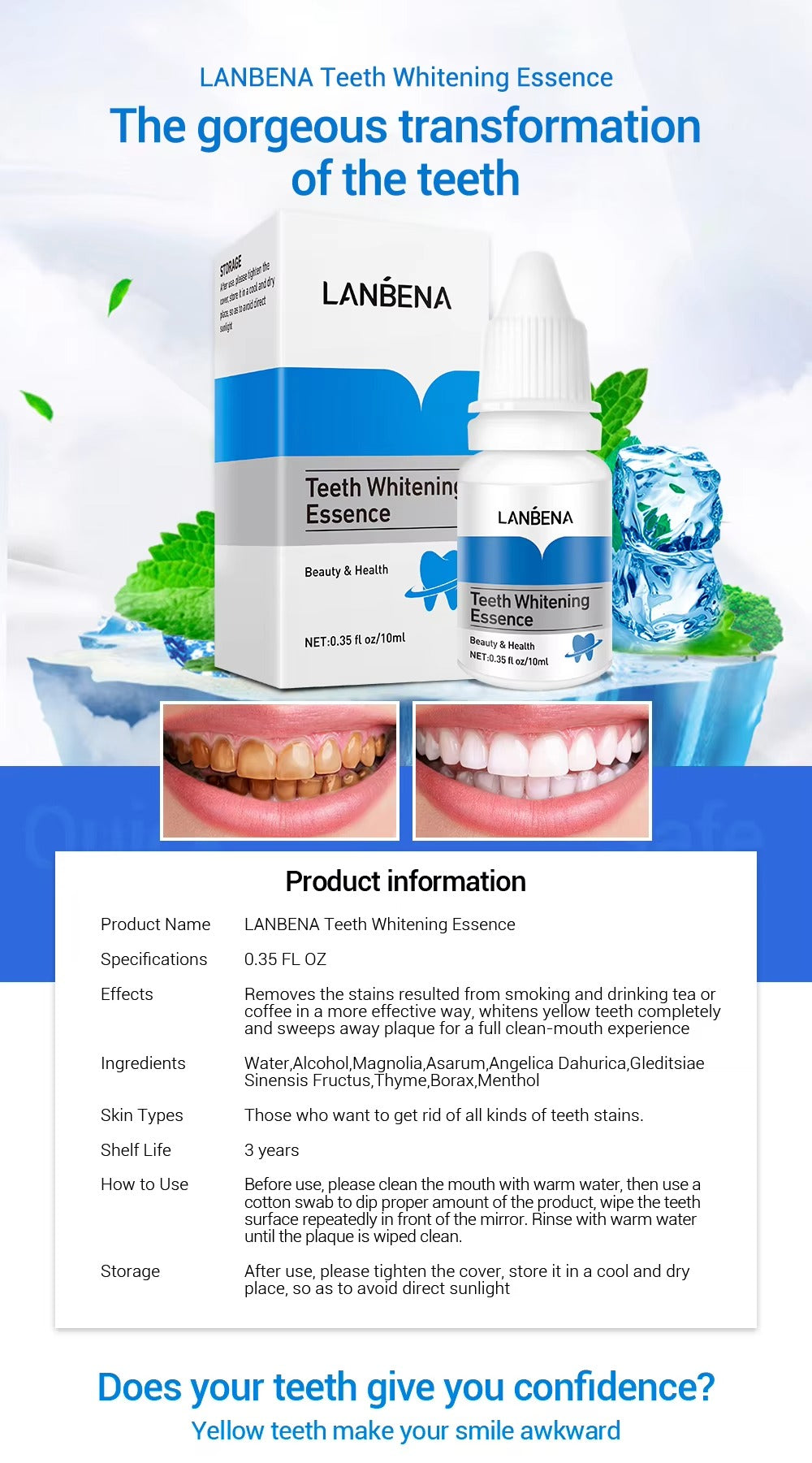 LANBENA professional teeth whitening essence liquid