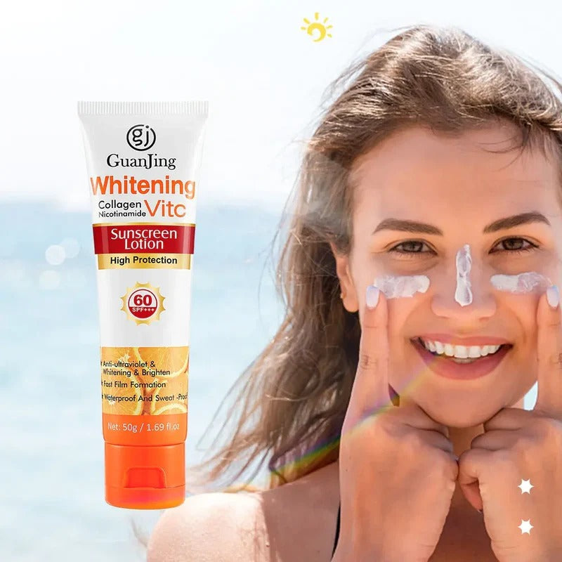 Guanjing Whitening Collagen Nicotinamide Vitamin C Sunscreen Lotion SPF 60+ – 50g